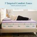 LUCID Lavender Infused 3 Inch Memory Foam Mattress Topper with 5 Zones Queen Size Plush Feel CertiPUR Certified Dorm Room Essentials