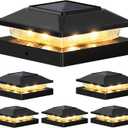 Brightever 4x4 3.5x3.5 Solar Post Cap Lights 6-Pack, Outdoor Solar Powered Fence Post Lights, Black Solar Waterproof Deck Post Lights for Vinyl/Wood Posts, Warm/Cool White, Perfect for Garden Patio