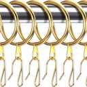 Hotop 30 Pcs Metal Drapery Curtain Rings 0.98/1.26/1.65 inch Interior Diameter and 30 Pcs Hanging Curtain Drapery Pin Hooks for Window Door Shower(Gold,25 mm)