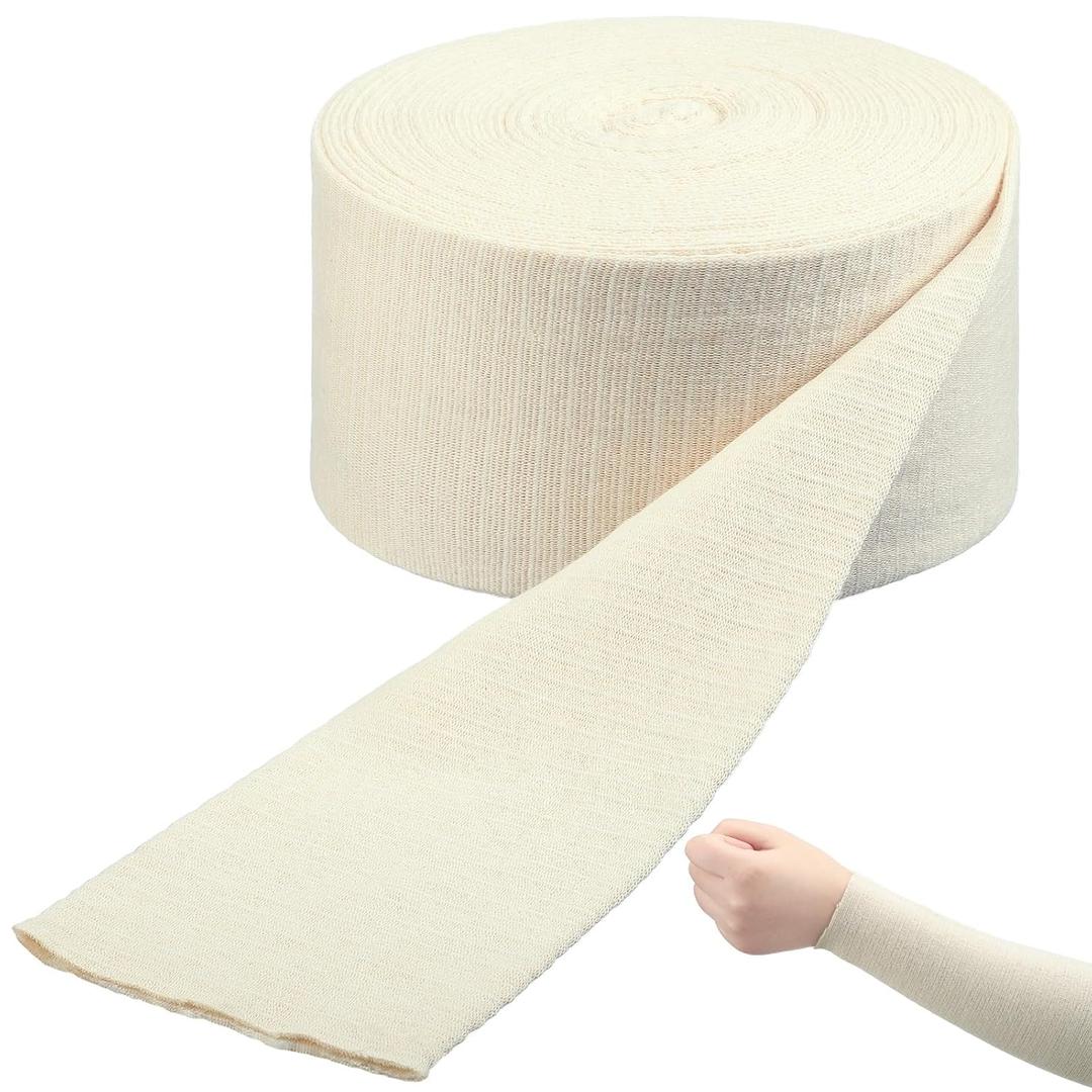 Tondiamo Cotton Tubular Stockinette Gauze Roll Tubular Arm Stocking Elastic Leg Stockinette Tubing Compression Tube Sleeve Bandage for Cast Plaster Comfort Wear Sweat Absorbent (3 Inch X 11 Yard) 