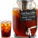 1 Gallon Cold Brew Coffee Maker Heavy Duty Glass Iced Coffee Maker with Stainless Steel Filter, 128oz Mason Jar Cold Brew Pitcher with Spigot Perfect for Iced Coffee, Cold Brew, and Iced Tea Brewing
