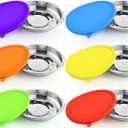 Patelai 12 Pcs Stainless Steel Dog Bowls with Silicone Lids Portable Food and Water Dishes for Pets Sealable Containers for Small Medium Dog Cat Indoor, 6.3 Inch (Red,Blue,Green,Purple)