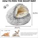 ShinHye Cat Bed Round Plush Fluffy Hooded Cat Bed Cave, Cozy for Indoor Cats or Small Dog beds, Soothing Pet Beds Doughnut Calm Anti-nxiety Dog Bed - Waterproof Bottom Washable (20×20inch, Grey)