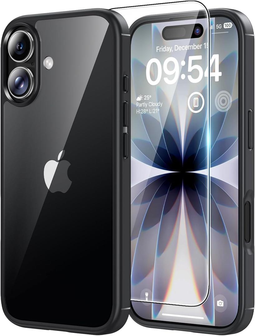 TAURI for iPhone 17 Case, Anti-Yellowing with Screen Protector, Military-Grade Protection Shockproof Slim Phone Case for iPhone 17, Black