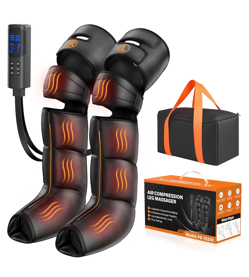 Leg Massager with Heat and Compression - Foot Calf Thigh Massage for Circulation and Pain Relief, Professional Compression Boots with 6 Modes, 9 Intensity, 4 Heat, Gifts for Mom Dad