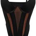 Milumia Women's Sexy Sheer Mesh Spaghetti Strap Bodysuit See Through Rave Party Cami Tops L