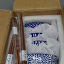 Selamica Ceramic Ramen Bowls Set, 15 OZ Noodle Bowls for Kitchen with Chopsticks, Deep Soup Bowls for Japanese Ramen Udon Soba, Microwave Dishwasher Safe, Set of 4, Vintage Blue