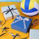 LaRibbons Volleyball Ribbon Set 6 Rolls 30 Yards Total Black White Grosgrain Volleyball Themed Printed Ribbons for Hair Bows, Gift Wrapping, Team Party Decorations, DIY Sewing Supplies