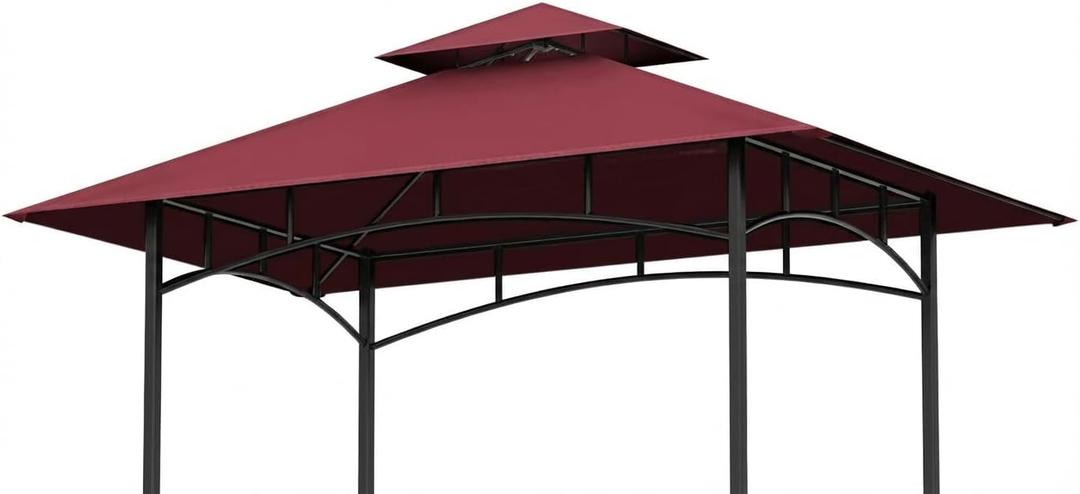 Grill Gazebo Replacement Canopy Top, 5'x8' Double Tiered Replacement Canopy Roof, Grill Shelter Cover Roof Fit for Gazebo Model L-GG001PST-F (Red)