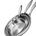 EWFEN Tri-Ply Stainless Steel Frying Pans Set, 8”/10”/12” Cooking pans, PFOA&PTFE Free Skillet, Induction Cooking Pan, Dishwasher and Oven Safe, Fast & Even Heat, Heavy Duty and Detachable Handle