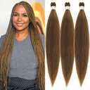 Brown Braiding Hair Pre Stretched Hypoallergenic Non Toxic Synthetic Knotless Prestretched Braiding Hair Extensions Yaki EZ Braid Pre-Stretched