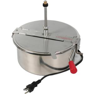 12 Oz Replacement Kettle for Popcorn Machine 1350W Kettle Popper with Lid, Stirrer, Gear Shaft, and 3-Prong Plug by Great Northern Popcorn