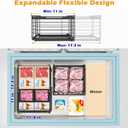 NADAMOO Freezer Organizer Bins, 2 Packs Large Expandable Stackable Chest Freezer Containers with Handle, Metal Adjustable Storage Baskets for Fridge, Deep Freezer, Cabinet, Kitchen, Pantry - Black