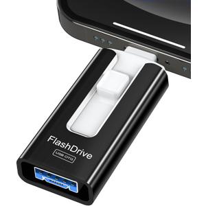 256GB USB Flash Drive for Phone and Pad, Photo Stick High Speed External USB Thumb Drives Photo Storage Memory Stick for Save More Photos and Videos (Black, 256GB)