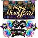KatchOn, Neon New Years Decorations 2026 Set - Huge, Pack of 10 | Rainbow Happy New Year Banner, New Years Balloons, Disco Balloons for New Year Eve Party Supplies 2026 | NYE Decorations 2026