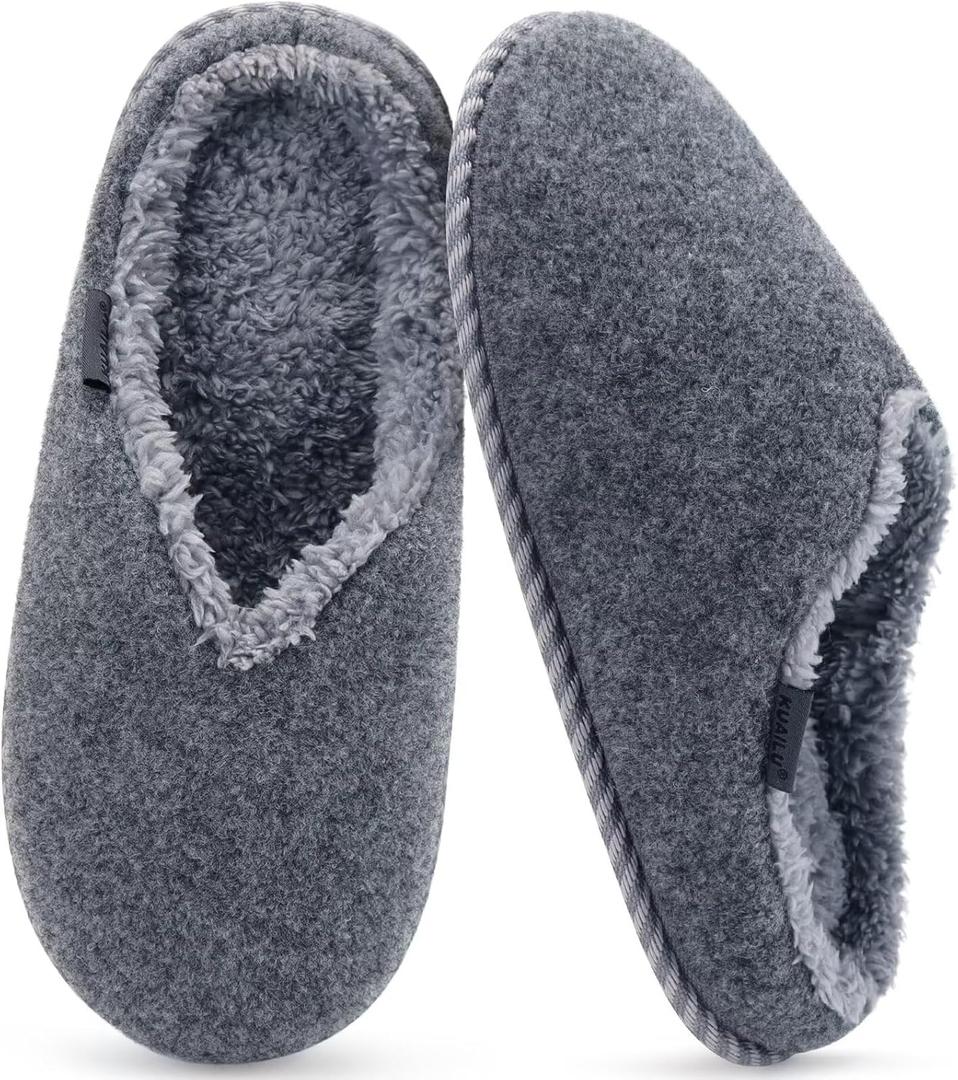 KuaiLu Womens Supportive Memory Foam Slippers Felt Fuzzy Lined Heel Cushion Lightweight House Shoes for Indoor Outdoor