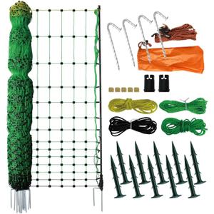 1 Pack Premium Portable Pre-Assembled Poultry Netting Electric Fence 47.3" x 98.5', Green,Utility Portable Mesh for Chickens, Ducks,Geese,Rabbits,Used in Backyards,Farms,and Ranches