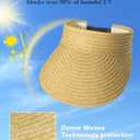 EW EastWater Beach Sun Visor Hats for Women, Wide Brim UPF50+ Sun Protection Straw Hat Packable Foldable for Summer