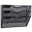 EASEPRES 3 Pocket Mesh Hanging Wall File Organizer, Wall Mounted Mail Paper Document Folder Holder, Clipboard Storage Organization Magazine Rack with Nametag Label for Office Home School, Black