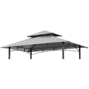 Grill Gazebo Replacement Canopy Roof Hugline 5x8 Outdoor Grill Shelter Canopy Top Double Tiered BBQ Tent Cover Fit for Model L-GG001PST-F (Gray)