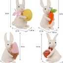 Set of 4 Easter Felt Bunny Ornaments, 4.3" Hanging Wool Rabbits Animal Figurine for Girls Gift, Tiered Tray Tabletop Decor, Easter Basket Filler Spring Home Kitchen Room Window Party Supply