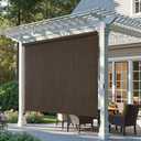 AOSKY Outdoor Roller Shades, Cordless Patio Shades Roll Up Outdoor Blinds, Roller Blinds Cloth for Porch Pergola Balcony Backyard Windows, 60" W x 72" H, Mocha