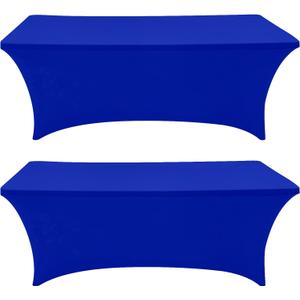 Eurmax USA Rectangular Fitted Spandex Table Covers 4ft Tablecloth Wedding Event Patio Table Decorations Stretch Table Cover for 4ft Folding Table (Blue,2 Pack)
