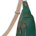 CLUCI Crossbody Bags for Women - Sling Backpack Travel Bag in Leather (0-8 Green With Brown)