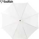 SoulRain 48" White Stick Umbrella Large Windproof Wedding Umbrella for Rain, Automatic Open, Vintage Cane Umbrella with Wooden Handle & Shaft, Elegant Parasol for Women & Men(White)