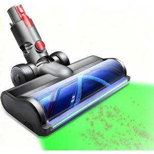 Upgrade Vacuum Head for Dyson V7 V8 V10 V11 V15 G5 Gen5 V8 Slim, Quick-Release Soft Roller Cleaner Head with Full-Area LED Green Light, Replacement Motorhead for Hard Floors, Tile and Wood