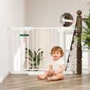 29-43" Baby Gate for Stairs, 30" Tall Stair Gate Indoor, Baby Gates Pressure Mounted with Auto-Close/Hold-Open and Anti-Trip Pedal, Safety Dog Gate for Stairs Doorways, White