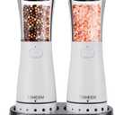 Electric Salt and Pepper Grinder Set with Storage Base, Stainless Steel Rechargeable Salt and Pepper Grinder Set with 4.5 oz Large Capacity, 1.8" Wide Mouth, Adjustable Coarseness, Ideal for Kitchen, 2 Pack