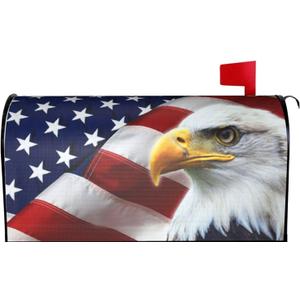 Sweetshow Patriotic American Flag Mailbox Cover Magnetic 21x18 Inch with USA Flag Eagle Decor for Garden Yard Home Decoration