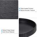 PATIKIL Wood Serving Tray 8 Inch, 2 Pack Round Decorative Platter for Home Decor Kitchen Table Candle Holder, Black