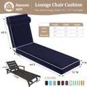 Chaise Lounge Cushions Outdoor 72x21x4 Inch, Patio Lounge Chair Cushions w/High Density Foam, 4 Inch Pool Lounger Cushion w/Removable Cover Handles, Fits Poolside Patio Outdoor Furniture, Navy Blue