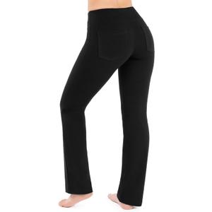 Nirlon Yoga Pants with Pockets - Yoga Pants with Pockets for Women Breathable Leggings with Pockets Regular & Plus Size Pants (12, Black)