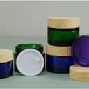 4Pack 50g Blue Glass Jars with Lids,Refillable Cream Jar Cosmetic Cream Jars,Empty Round Cosmetic Containers for Sample,Powder, Lotion,Spice,Crubs Creams,Oils Salves,Ointments(Blue)