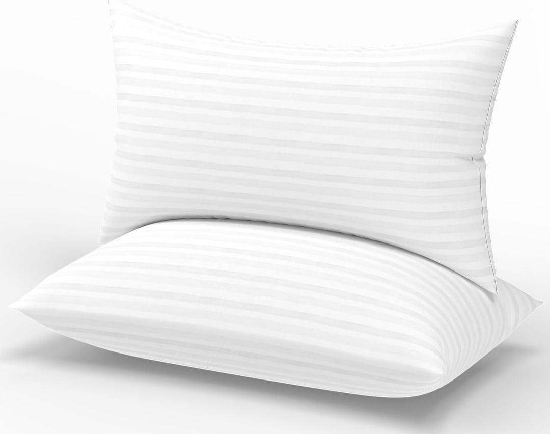 Bed Pillows Queen Size Set of 2 Hotel Collection Bed Pillow for Sleeping Queen Pillows 2 Pack for Back, Stomach or Side Sleepers Soft and Supportive Washable Pillows for Bedroom (White)
