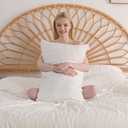 JELLYMONI 2 Pack White Pillowcases Standard Size, Soft Microfiber Striped Tufted Pillow Covers with Envelope Closure (Pillows are not Included)