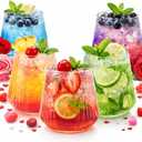 40 count Origami Ripple Unbreakable Stemless Plastic Wine Champagne Whiskey Glasses Elegant Durable Disposable Indoor Outdoor Ideal for Home, Office, Bars, Wedding, Ribbed 12 Ounce Cups (Clear)