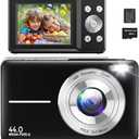 Digital Camera for Kids, HD 1080P Camera, 44MP Point and Shoot Digital Camera for Pictures with 32GB Card, 16X Zoom, Portable Small Point Shoot Camera Gift for Kid Student Children Teen (Black)