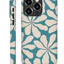 artslion for iPhone 16 Pro Case for Women Girl Men Boy, Shockproof Soft Silicone & Hard PC Shell Protective Case for iPhone 16 Pro - Retro Blue Flowers