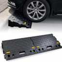 4" high 2-Piece Portable Automotive Curb Ramp, Heavy-Duty Plastic Threshold Ramp Track Interlocking Step Ramp Structure 6600 Lbs Load Capacity for Cars, Wheelchairs, Bikes, Motorcycles