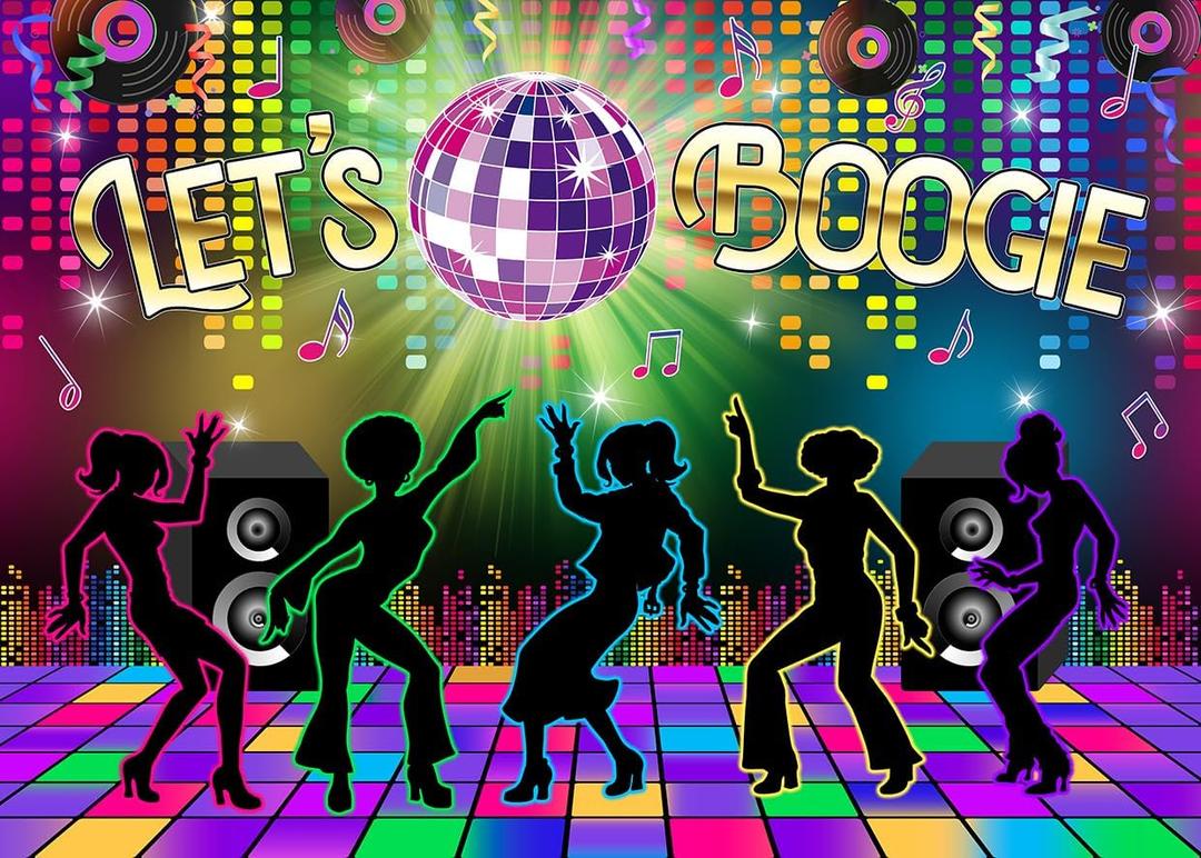 7x5FT Disco Backdrop 70s Backdrops for Party Let's Boogie Backdrop Disco Theme Party Supplies F124