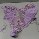 Lilosy Women Sexy Lace Up Floral Embroidered Teddy Lingerie Bodysuit Top Mesh Sheer One Piece, XS