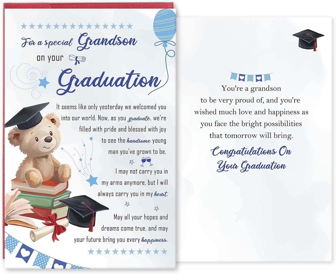 5 x Heartfelt Graduation Card for Grandson, Grandson Congratulations Gift on Graduation Day, Graduate Congratulations Card from Grandparents, 96 inches x 63.6 inches
