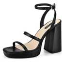 MIRAAZZURRA Platform Strappy Heel Sandals Square Open Toe Two Strap Chunky High Heeled Sandals with Buckle Ankle Strap for Women Party Wedding Dress 10