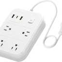 European Travel Plug Adapter, European Power Strip with 4 AC Outlets 1 USB C and 2 USB Ports, Europe to US Plug Adapter Type C for EU Germany France Spain Italy Travel (3ft)