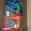 6 Pcs Bubble Shooter LED Light up(no Batteries Needed), Wind up Operated Bubbles Blaster Blower with Bottle Solutions, Bubble Blowing Toy kit for Kid Boy and Girl Outdoor Summer Game Party Favor