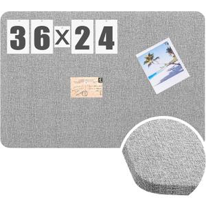 Hahafelt 36"x 24"Linen Fabric Bulletin Board Pinboard for Walls Display Frameless Pinboard Display Notice Memory Board for Office Walls Home Kitchen Easy to Install(Grey)